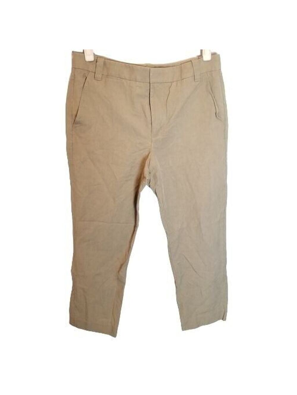 Vince Womens Linen Cotton Blend Cropped Khaki Pants Sz 6 Mid Rise Capris Travel